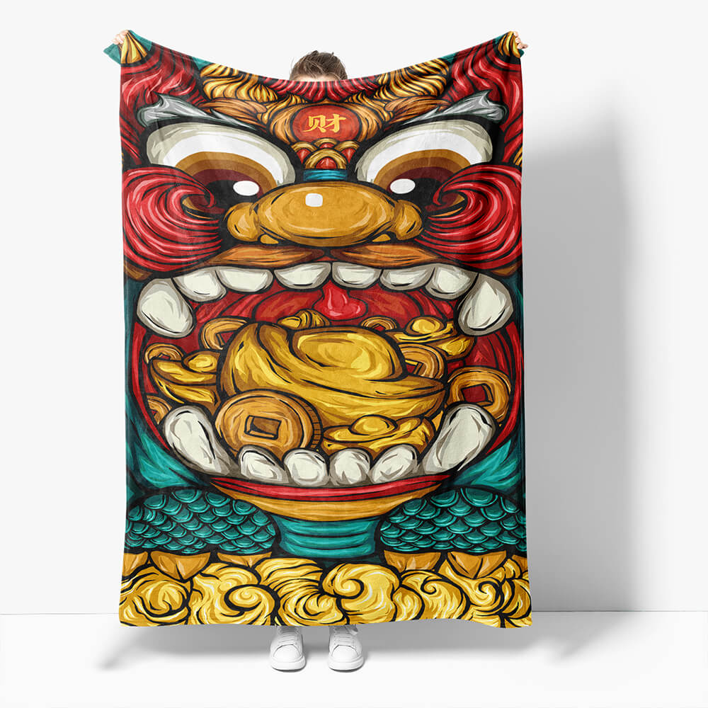 Chinese National Tide Elements Flannel Fleece Throw Blanket (Online Order Only)