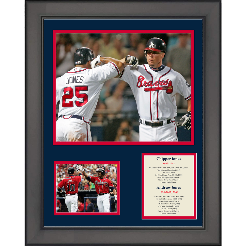 Framed Chipper Jones & Andruw Jones 11"x14" Baseball Three Photo Collage (ONLINE ORDER ONLY)