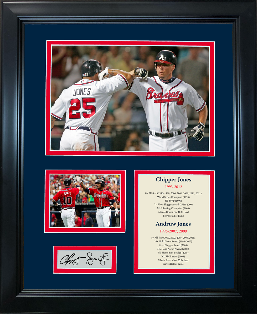 Framed Chipper Jones & Andruw Jones Dual Facsimile Laser Engraved Signature Auto Atlanta Braves 11"x14" Baseball Photo Sig Collage (ONLINE ORDER ONLY)