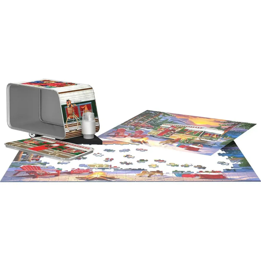 Christmas Camping Trailer 550 Piece Jigsaw Puzzle in Tin Eurographics (ONLINE ORDER ONLY)