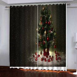 Christmas Tree Pattern Curtains Blackout Window Drapes (Online Order Only)
