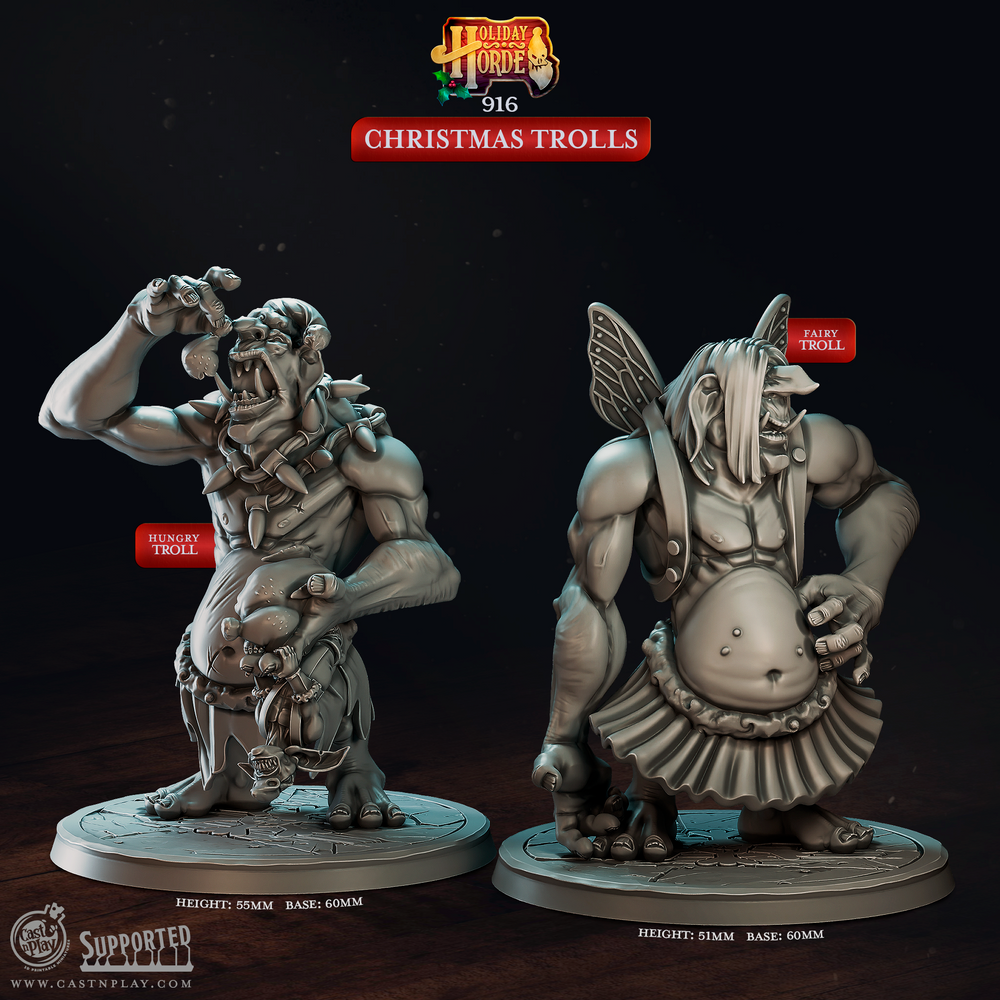 3D Printed Cast n Play Christmas Trolls Holiday Horde Set 28mm 32mm D&D (Online Only)