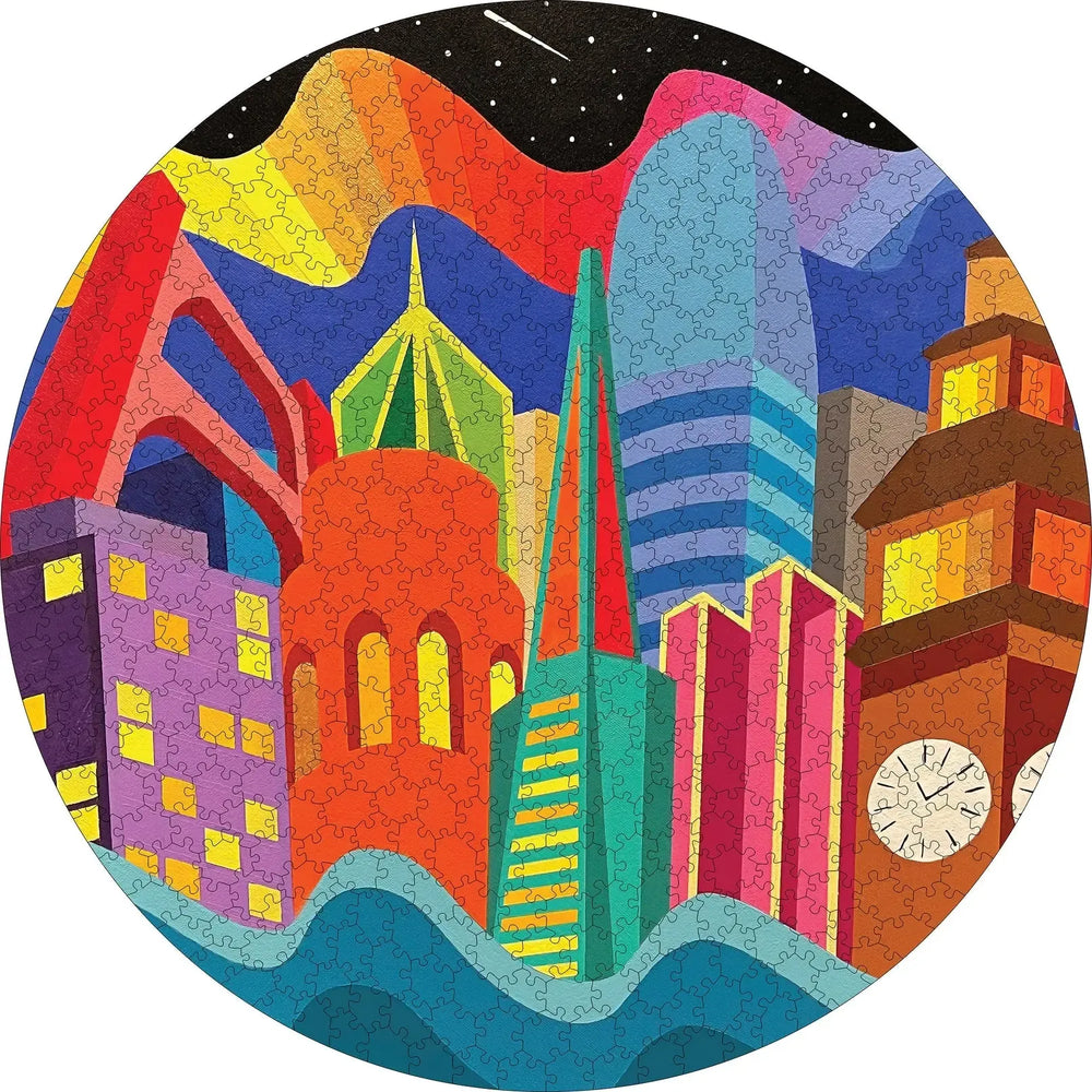 City Vibes by Jordan Herren 500 Piece Round Jigsaw Puzzle Pomegranate (ONLINE ORDER ONLY)