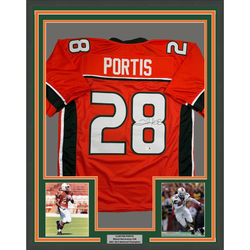 Framed Autographed/Signed Clinton Portis 35x39 Miami Orange College Football Jersey Beckett BAS COA