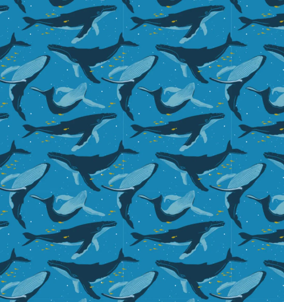 Large Reusable Cloth Furoshiki Gift Wrap | Whales & Waves