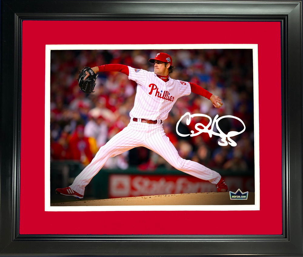 Framed Cole Hamels Philadelphia Phillies Facsimile Laser Engraved Signature Auto 11"x14" Baseball Photo HOFSM Holo (ONLINE ORDER ONLY)