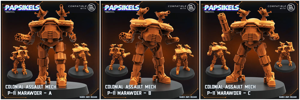3D Printed Papsikels Colonial Assault Mech P11 Set 28mm 32mm (Online Only)