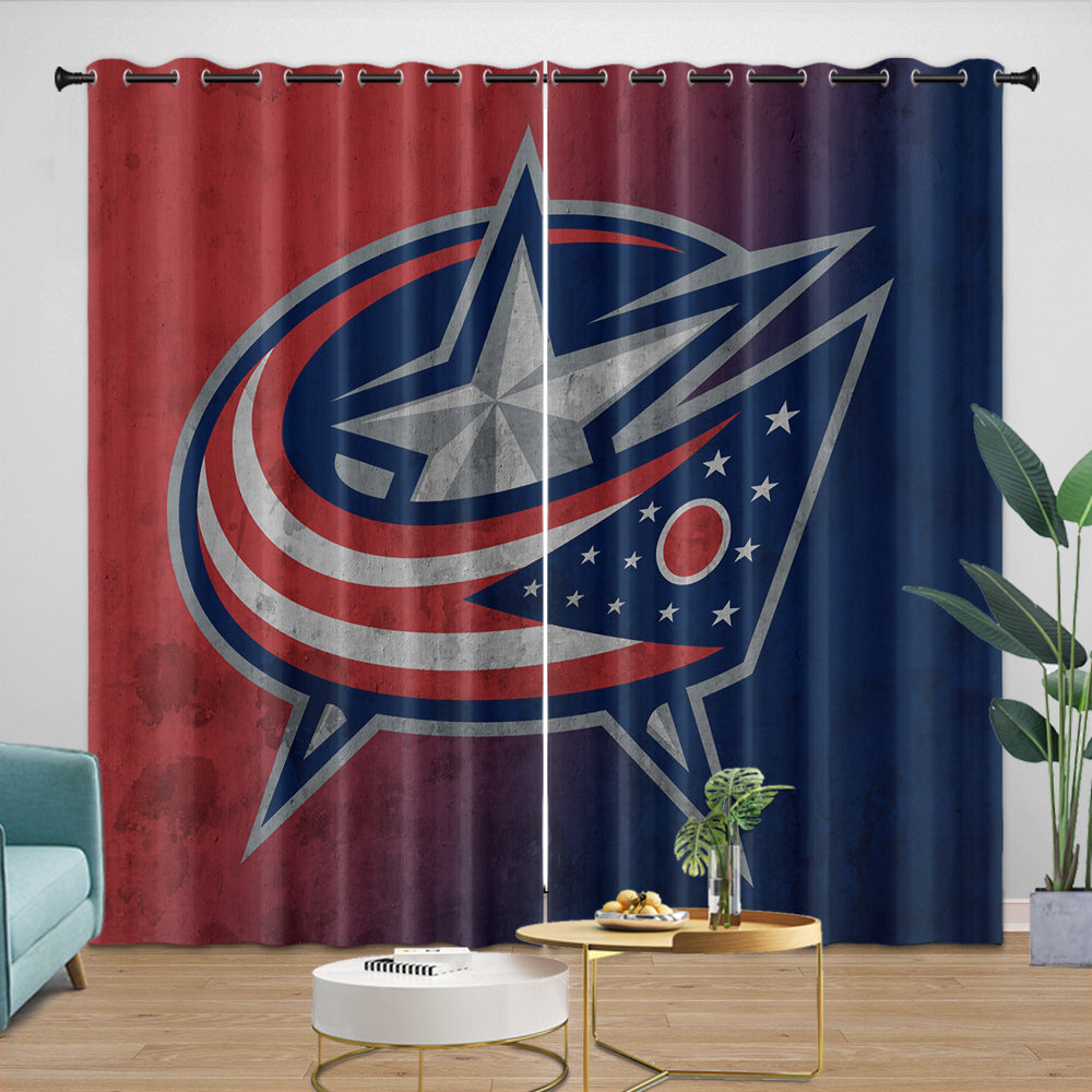 Columbus Blue Jackets Curtains Blackout Window Drapes Room Decoration (Online Order Only)