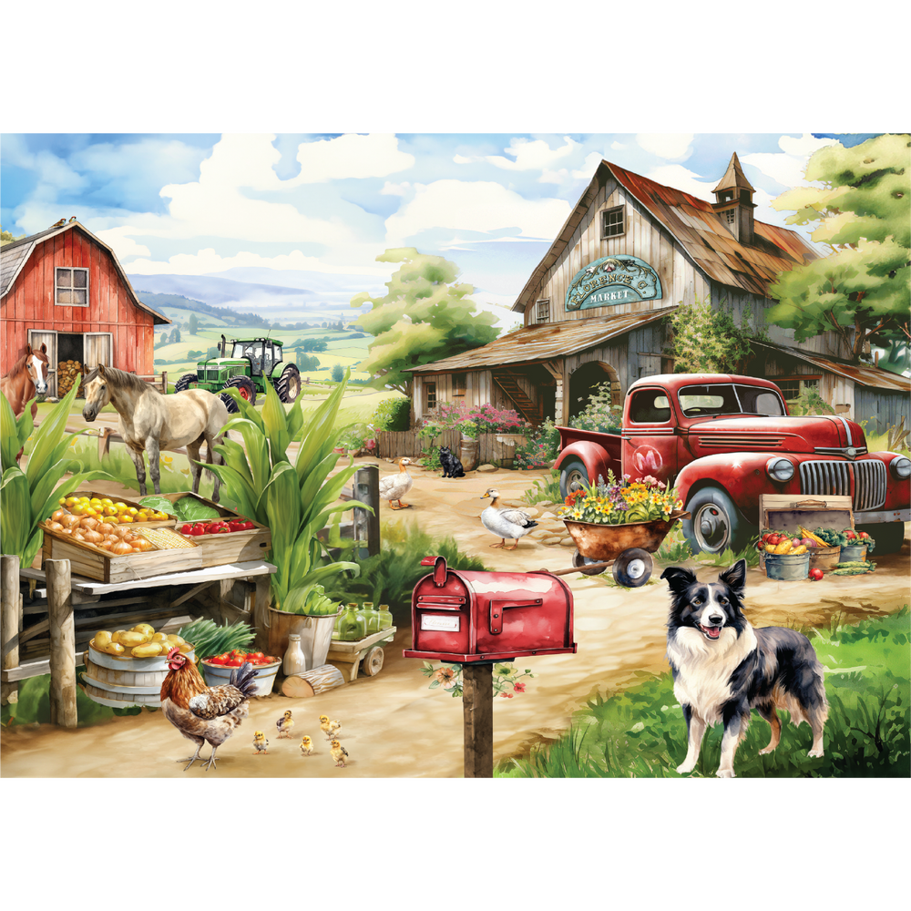 Countryside Market 500 Piece Jigsaw Puzzle in Shaped Box Springbok (ONLINE ORDER ONLY)