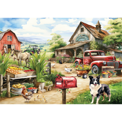 Countryside Market 500 Piece Jigsaw Puzzle in Shaped Box Springbok (ONLINE ORDER ONLY)