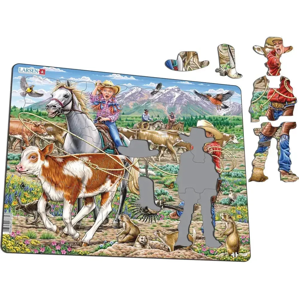 Cowgirl & Cowboy 38 Piece Tray Jigsaw Puzzle Larsen (ONLINE ORDER ONLY)