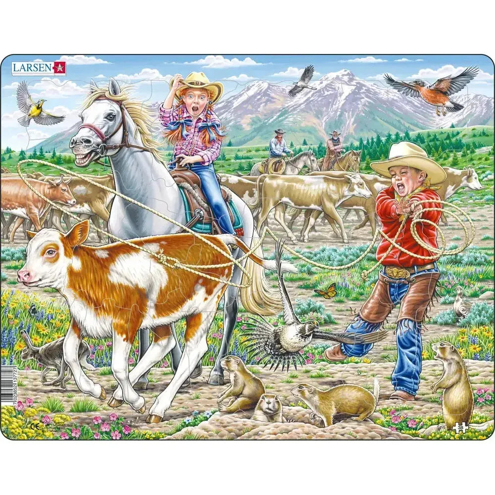 Cowgirl & Cowboy 38 Piece Tray Jigsaw Puzzle Larsen (ONLINE ORDER ONLY)