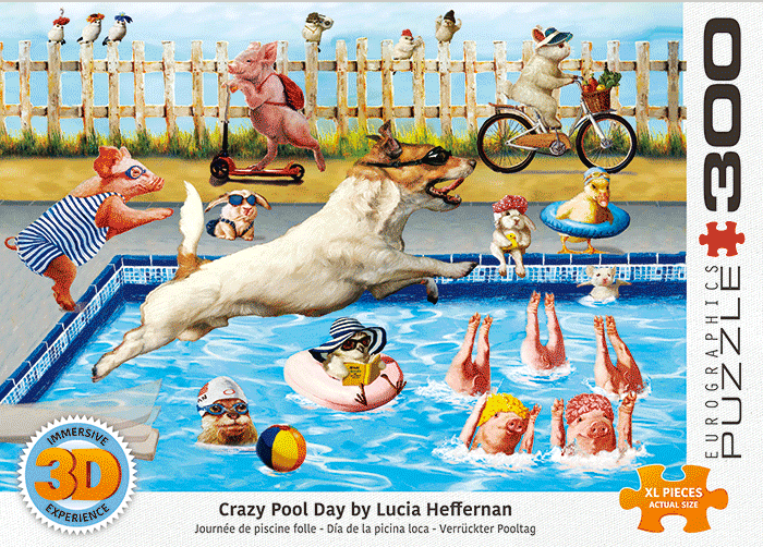 Crazy Pool Day 300 Large Piece 3D Lenticular Jigsaw Puzzle Eurographics (ONLINE ORDER ONLY)