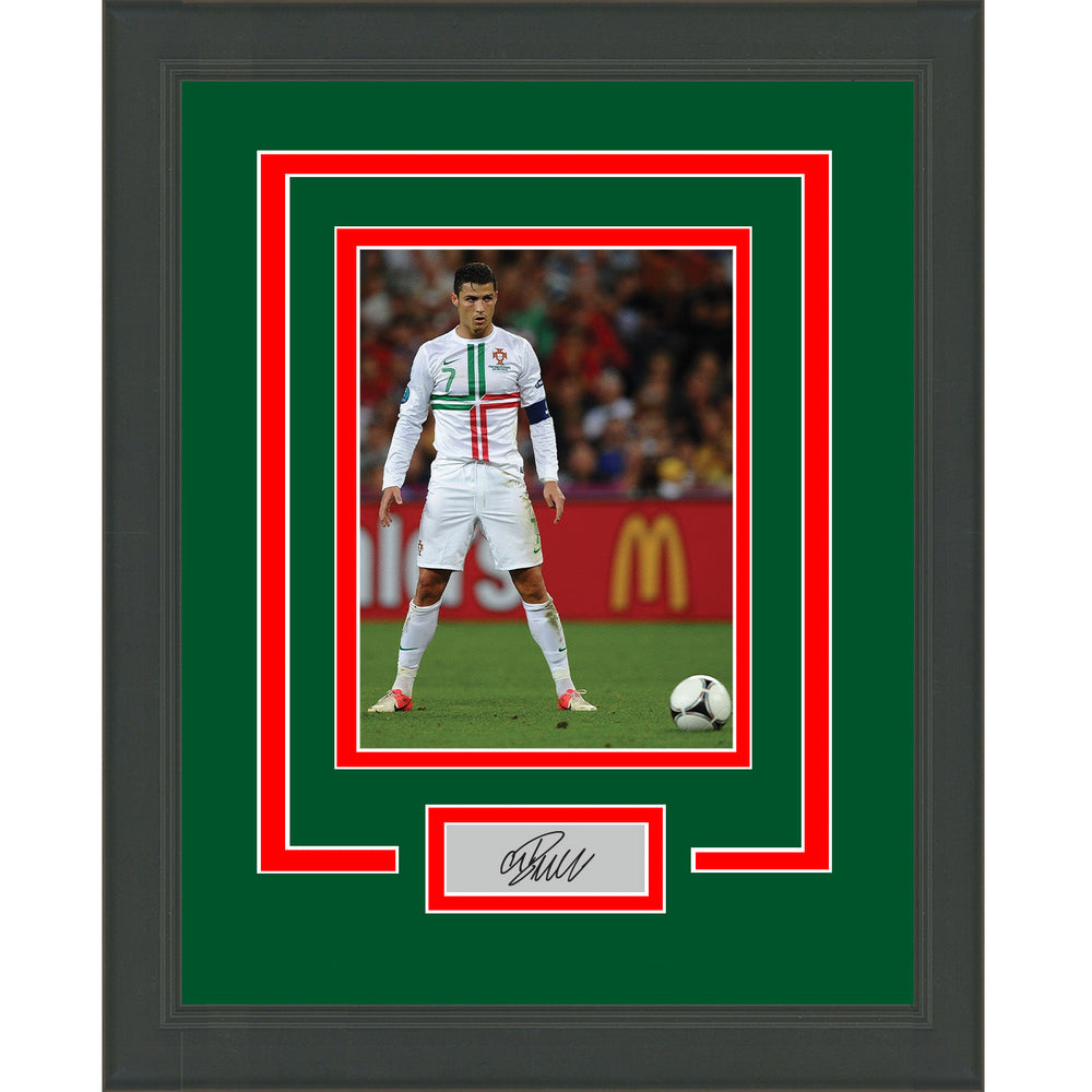 Framed Cristiano Ronaldo Facsimile Laser Engraved Signature Auto Portugal 11x14 Soccer Photo (ONLINE ORDER ONLY)