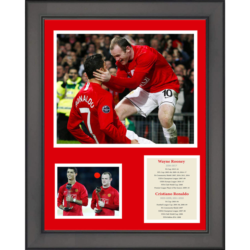 Framed Cristiano Ronaldo & Wayne Rooney Manchester United Soccer Futbol 11"x14" Three Photo Collage (ONLINE ORDER ONLY)