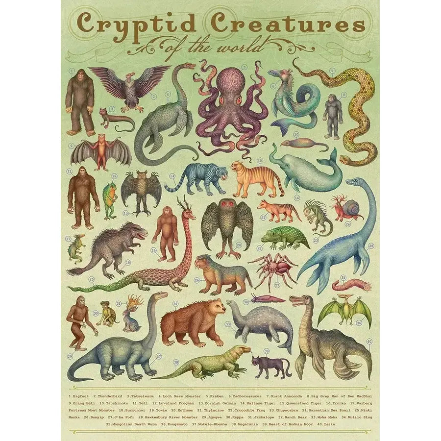 Cryptid Creatures 1000 Piece Jigsaw Puzzle Cobble Hill (ONLINE ORDER ONLY)