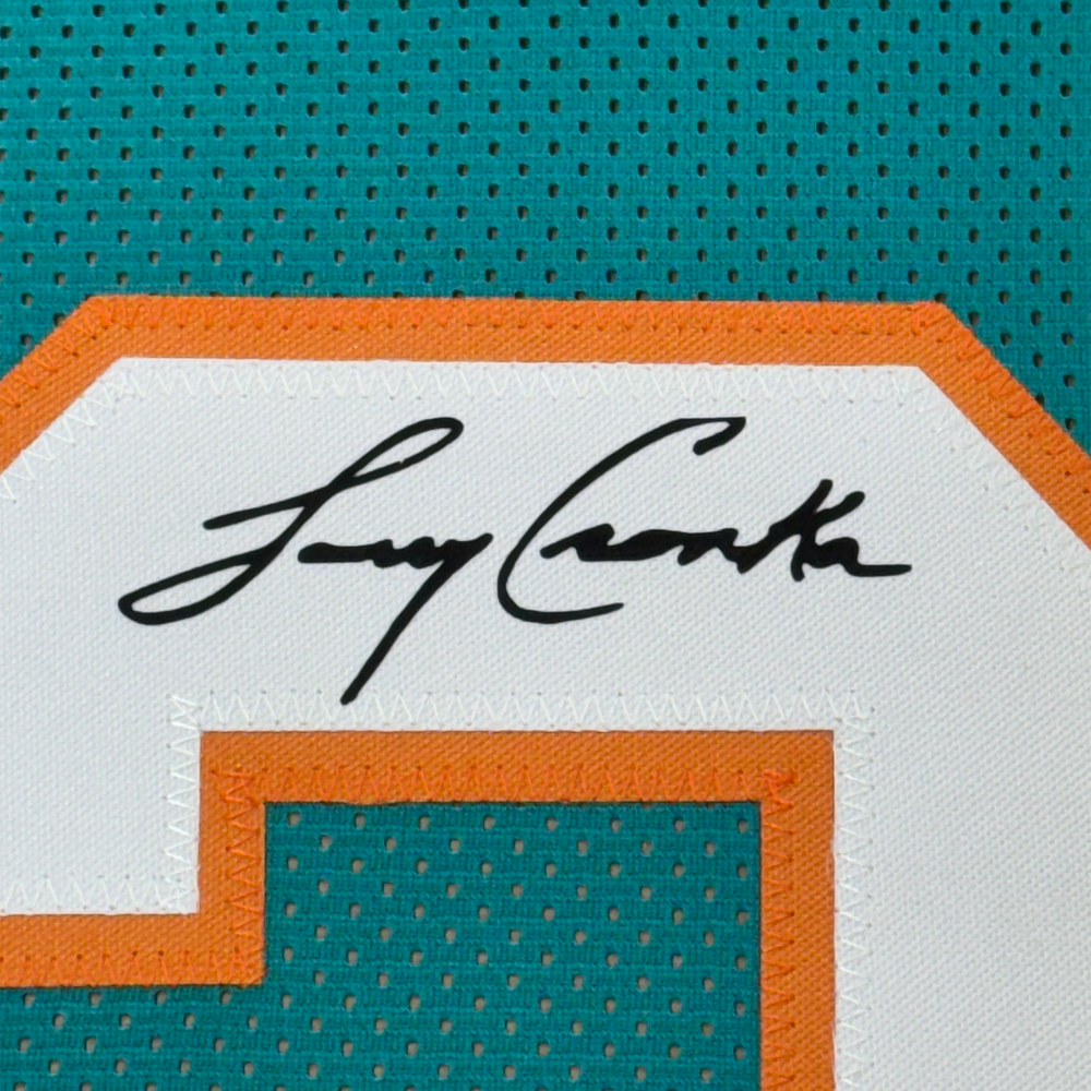 Framed Facsimile Autographed Larry Csonka 35x39 Miami Teal Reprint Laser Auto Football Jersey (ONLINE ORDER ONLY)