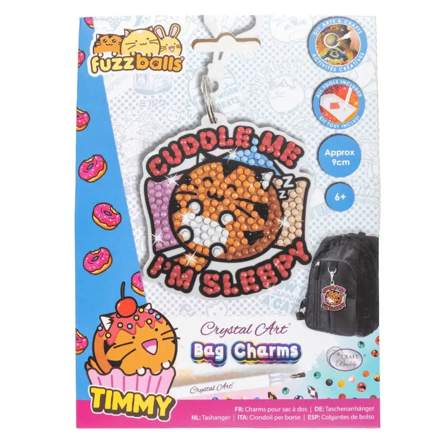 Cuddle Me I'm Sleepy Timmy Crystal Art Fuzz Balls Bag Charm Kit Craft Buddy (ONLINE ORDER ONLY)