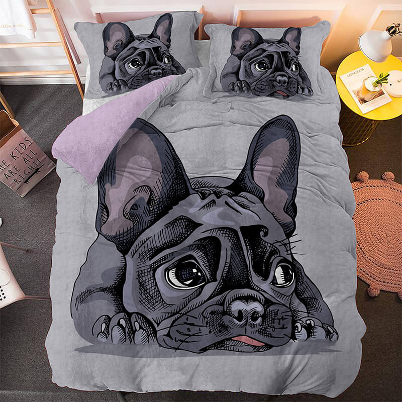 Cute Dog Cartoon Pug Bedding Set Quilt Covers Room Decoration (Online Order Only)