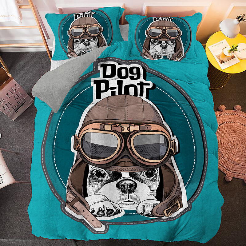 Cute Dog Cartoon Pug Bedding Set Quilt Covers Room Decoration (Online Order Only)