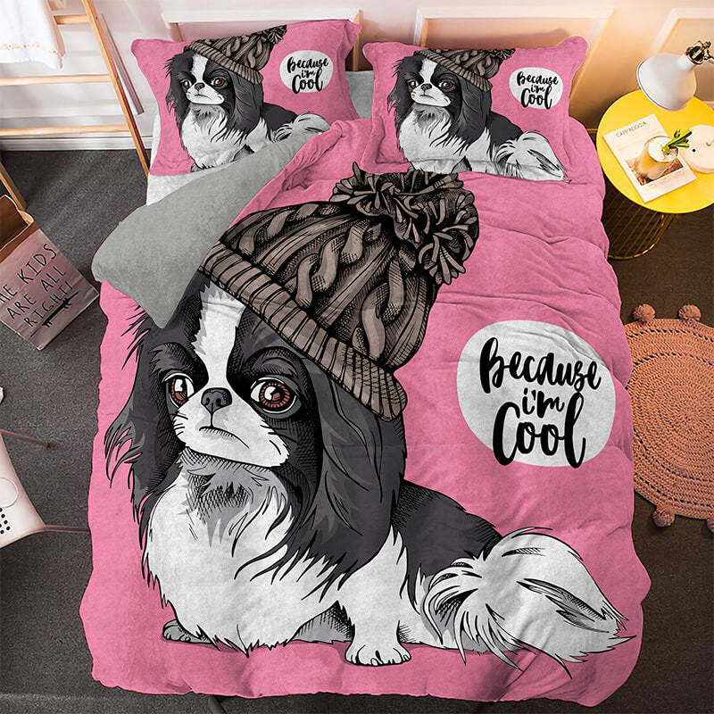 Cute Dog Cartoon Pug Bedding Set Quilt Covers Room Decoration (Online Order Only)