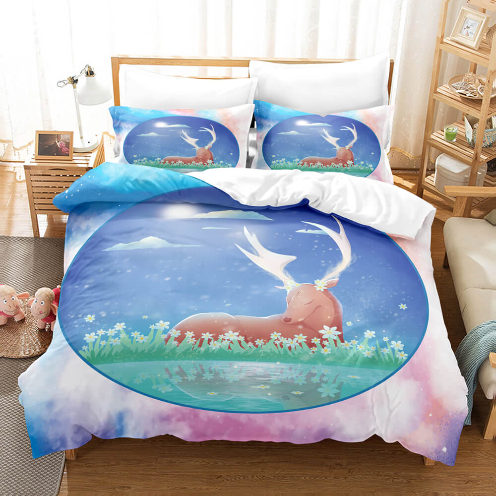 Cute Pere David's deer Elk Bedding Set Quilt Cover Without Filler (Online Order Only)