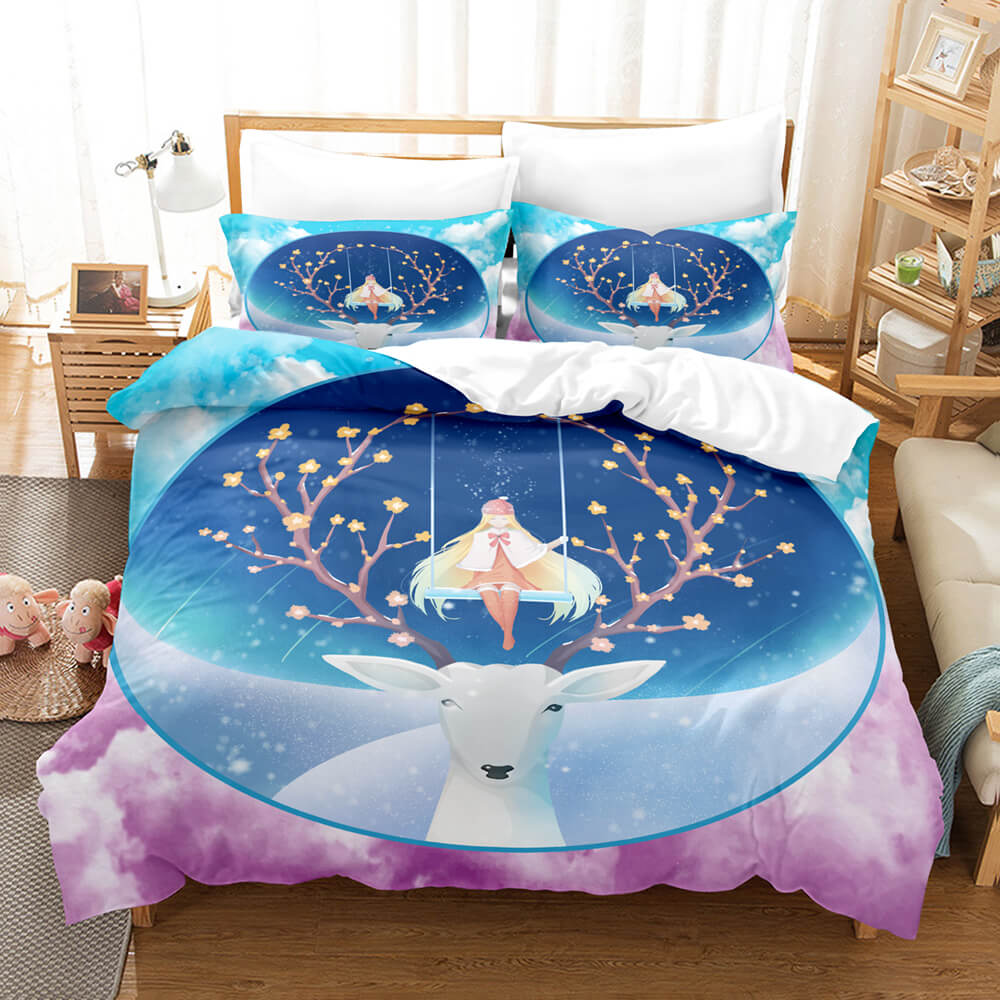 Cute Pere David's deer Elk Bedding Set Quilt Cover Without Filler (Online Order Only)