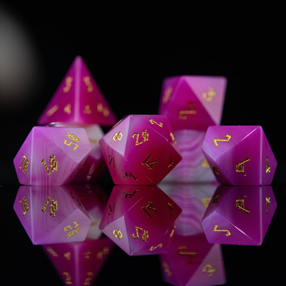 Pink Agate Stone Dice Set (ONLINE ORDER ONLY)