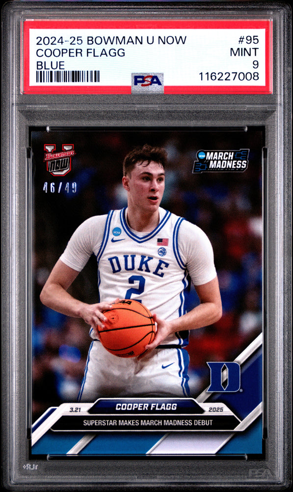 Graded 2024 Topps Bowman U Now Cooper Flagg #95 Blue /49 Rookie RC Basketball Card PSA 9 Mint