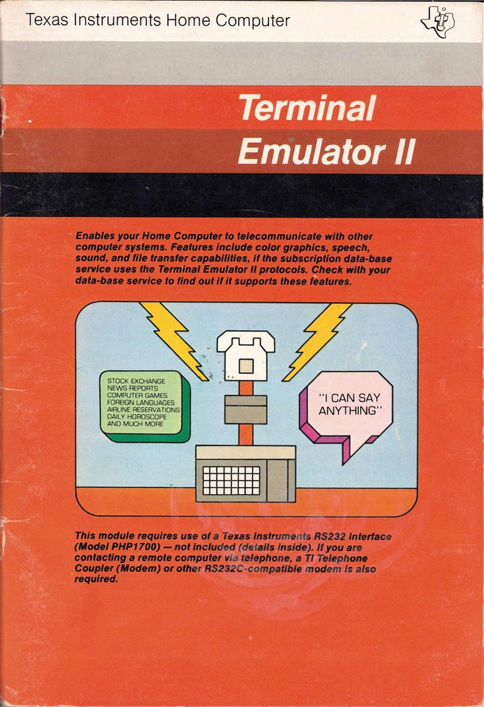Terminal Emulator II (Texas Instruments TI-99) (ONLINE ORDER ONLY)