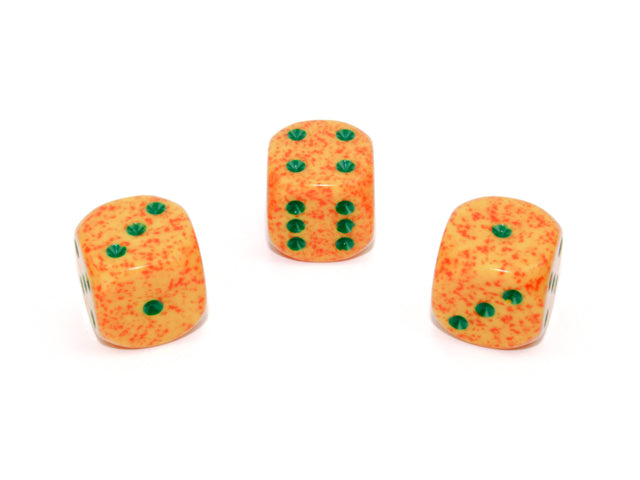 Lotus Speckled® 16mm w/pips Lotus™ d6 Yellow/Orange/Green | Sold per die (Online Only)