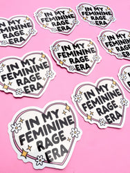 In My Feminine Rage Era Sticker – Holographic Heart Feminist Vinyl Decal (Online Order Only)