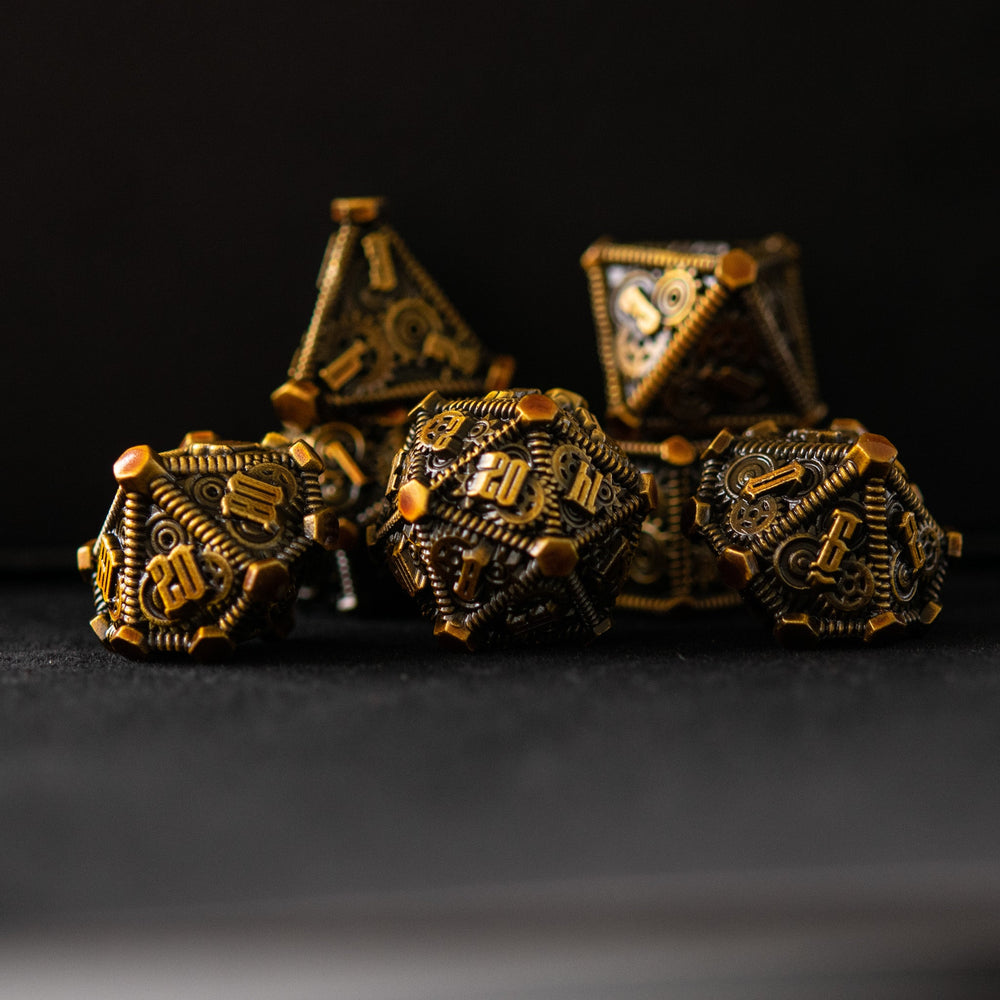 Rustic Brass - Weird West Wasteland Metal Dice Set (ONLINE ORDER ONLY)