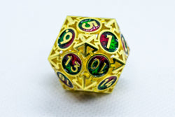Single d6/d20 Shiny Gold w/Red-Green Deadly Arrow Dice (Online Only)