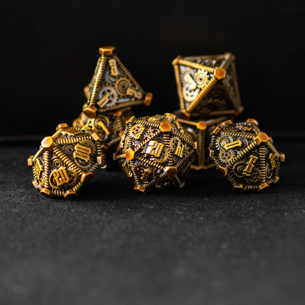 Rustic Brass - Weird West Wasteland Metal Dice Set (ONLINE ORDER ONLY)