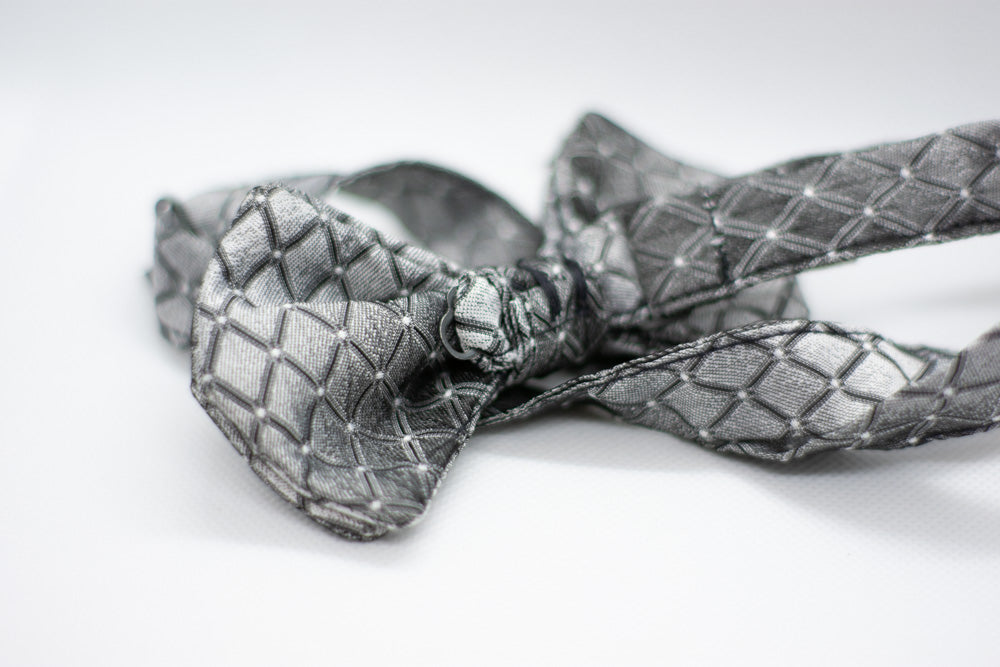 Grey Bowtie Adjustable Formal Wedding Party Necktie Bow Tie Tuxedo (Online Only)