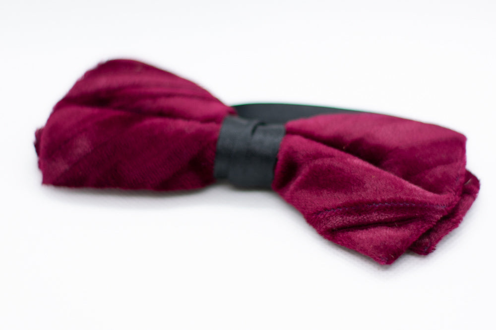 Velvet Maroon Bowtie Adjustable Formal Wedding Party Necktie Bow Tie Tuxedo (Online Only)