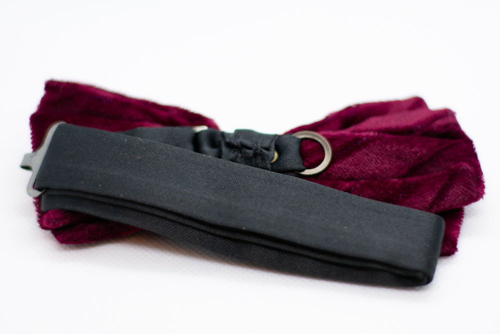 Velvet Maroon Bowtie Adjustable Formal Wedding Party Necktie Bow Tie Tuxedo (Online Only)