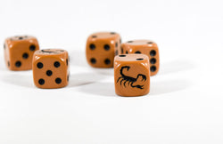 Brown Dice with Black Scorpions Dice 6 Sided Bunco RPG D6 16mm Roll (Online Only)
