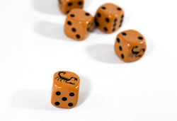 Brown Dice with Black Scorpions Dice 6 Sided Bunco RPG D6 16mm Roll (Online Only)