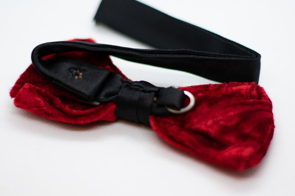 Velvet Red Bowtie Adjustable Formal Wedding Party Necktie Bow Tie Tuxedo (Online Only)