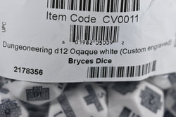 Dungeoneering d12 Opaque White Dice by Chessex - Navigate Your Adventure with Precision (Online Only)