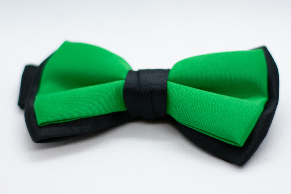 Black w/green Bowtie Adjustable Formal Wedding Party Necktie Bow Tie Tuxedo (Online Only)
