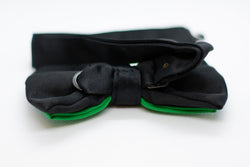Black w/green Bowtie Adjustable Formal Wedding Party Necktie Bow Tie Tuxedo (Online Only)