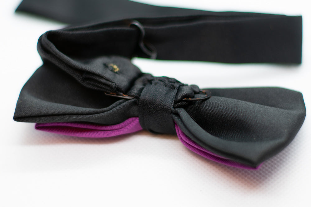 Black w/violet Bowtie Adjustable Formal Wedding Party Necktie Bow Tie Tuxedo (Online Only)