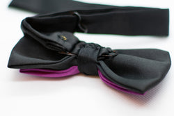 Black w/violet Bowtie Adjustable Formal Wedding Party Necktie Bow Tie Tuxedo (Online Only)