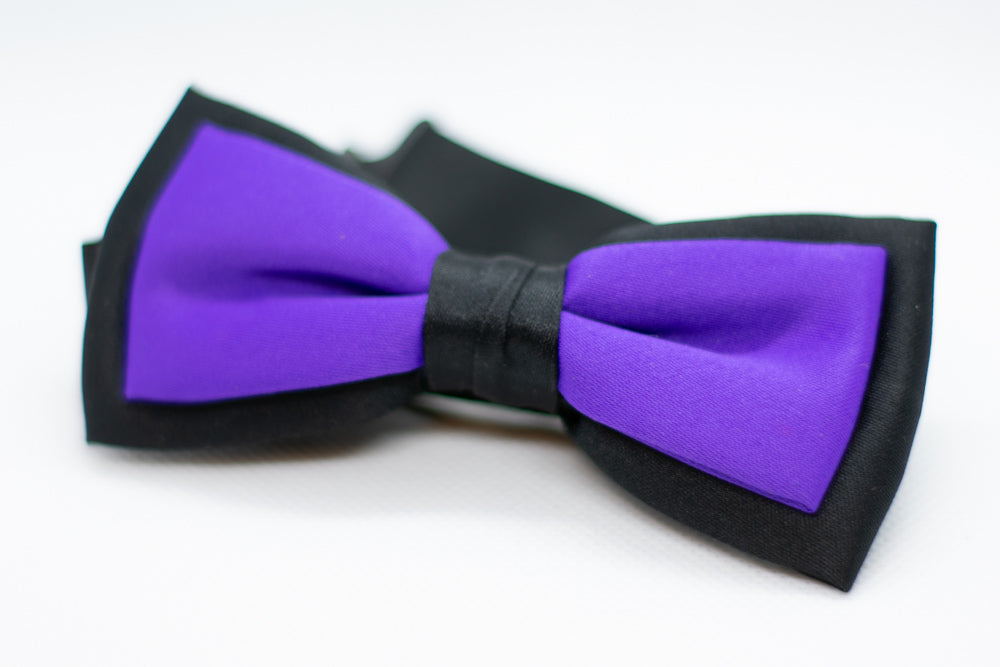 Black w/purple Bowtie Adjustable Formal Wedding Party Necktie Bow Tie Tuxedo (Online Only)