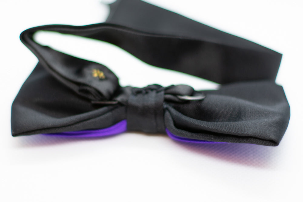 Black w/purple Bowtie Adjustable Formal Wedding Party Necktie Bow Tie Tuxedo (Online Only)