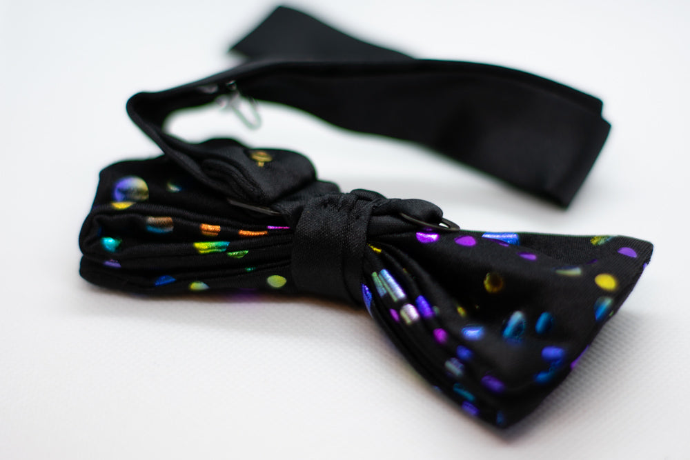 Black w/ Polka Dot Bowtie Adjustable Formal Wedding Party Necktie Bow Tie Tuxedo (Online Only)