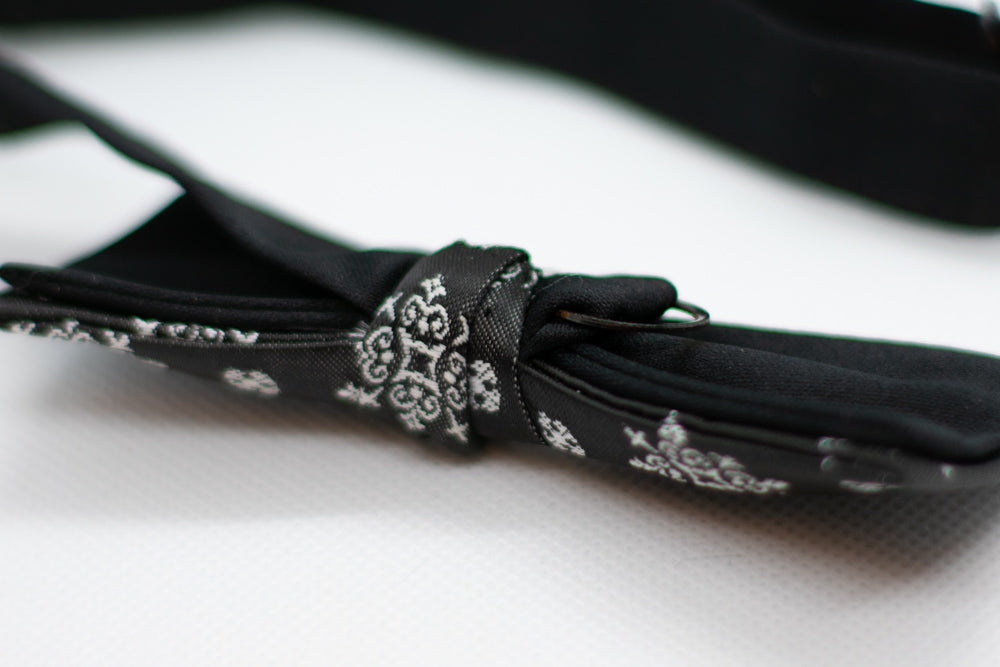 Fancy Black w/white Bowtie Adjustable Formal Wedding Party Necktie Bow Tie Tuxedo (Online Only)